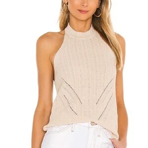L’Academie Thalia Mockneck/Halter Knit Top in Tan